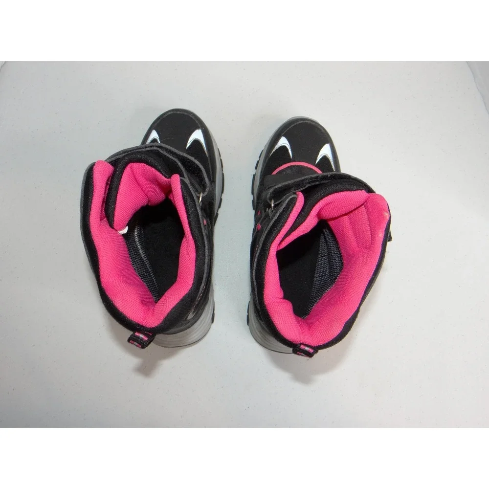Ovekos Girls Black Pink Triple Strap Reflective Winter Snow Boots Size 31